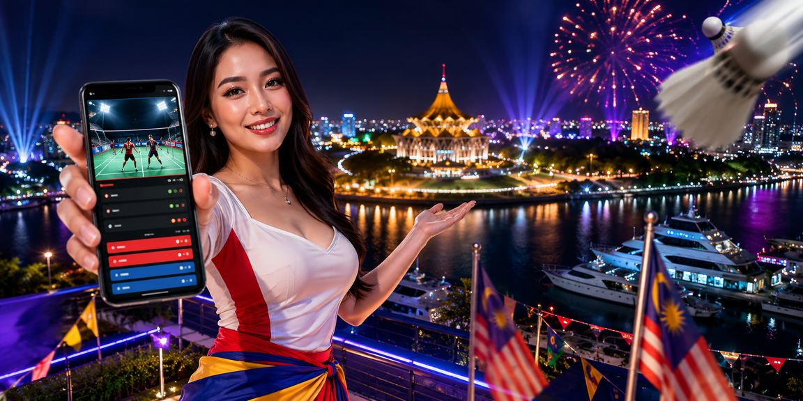 Pengguna luckypot di Kuching menonton perlawanan langsung pada skrin mudah alih